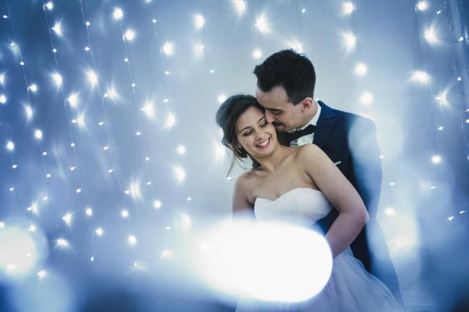 
	brideo and groom portrait with sparklers
