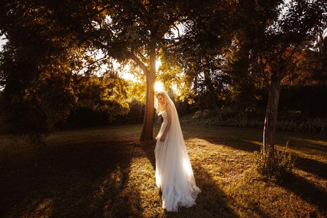 
	bride picture at sunset
