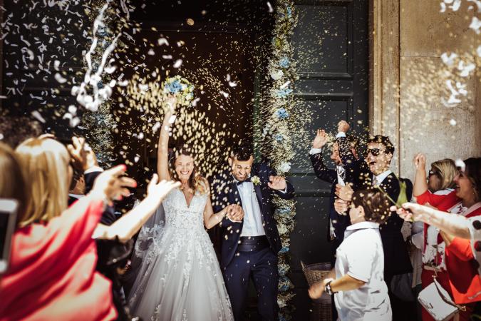 
	Rice toss during a wedding
