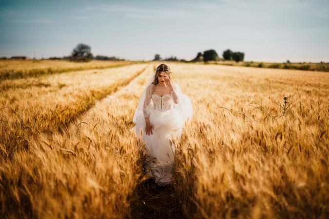 
	bride in a crop field
