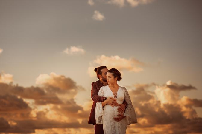
	beach weddingduring sunset
