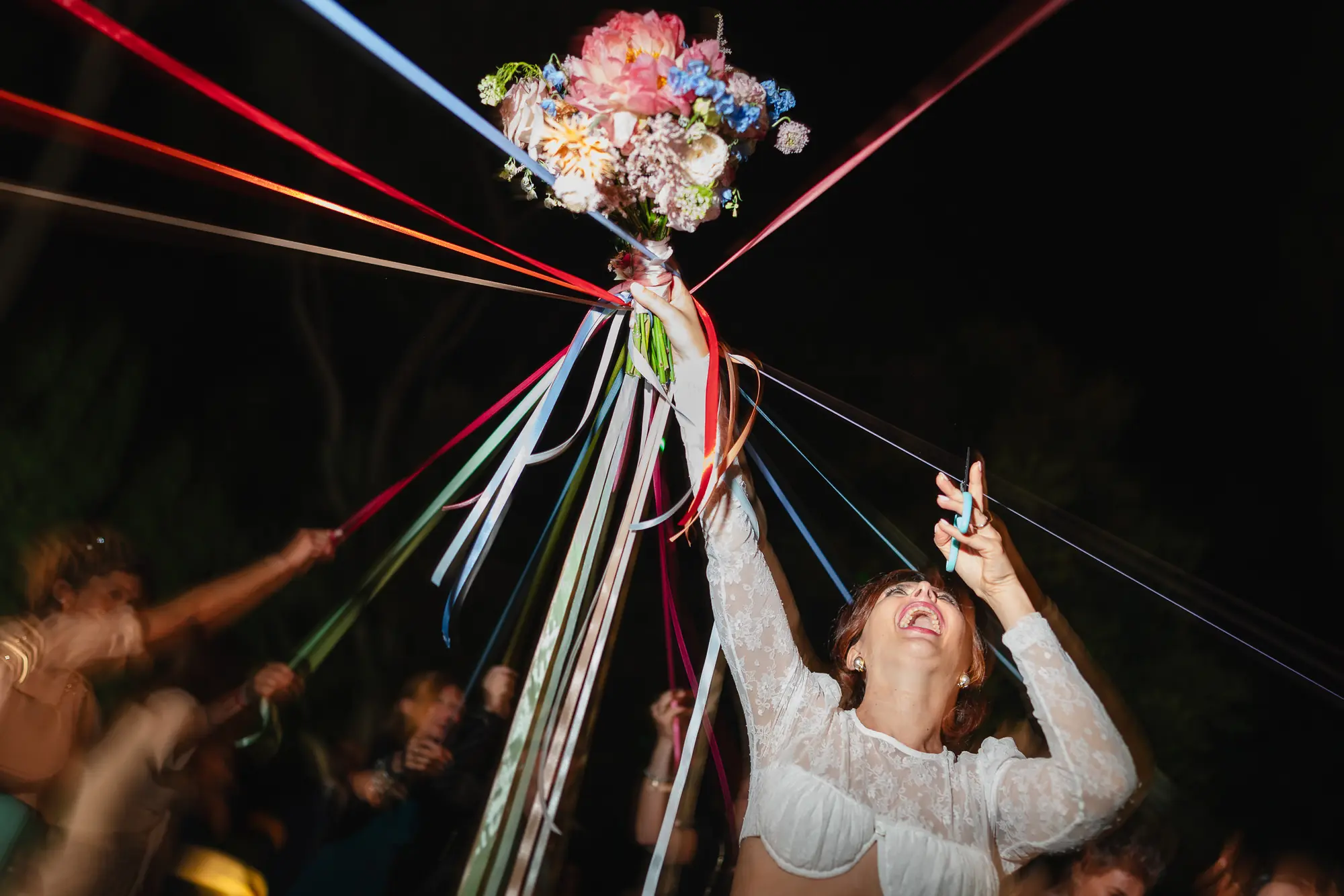 happy bride in Villa Dal Pozzo