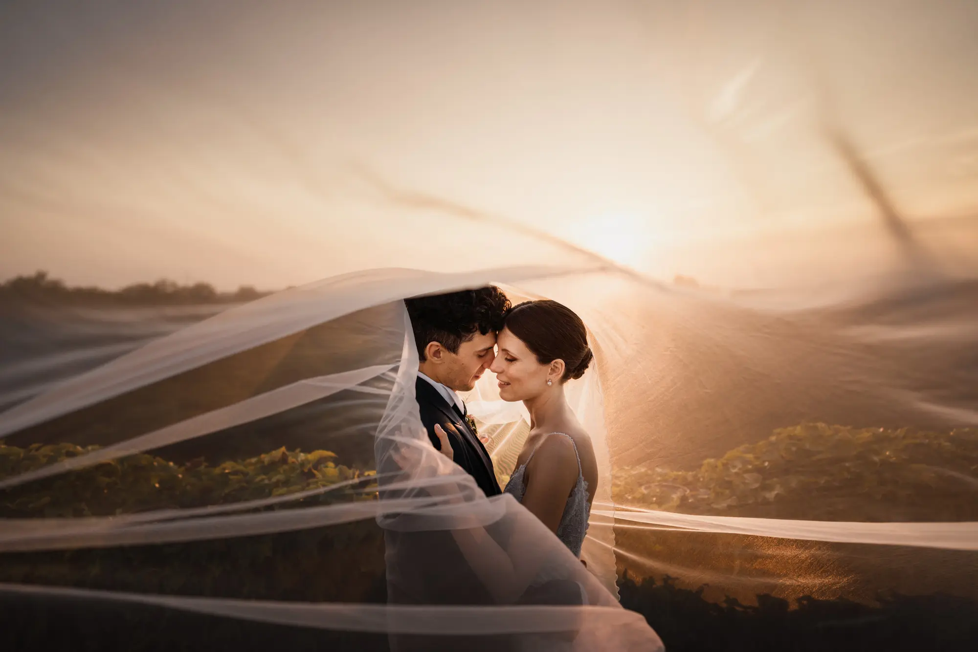 sunset wedding in tuscany