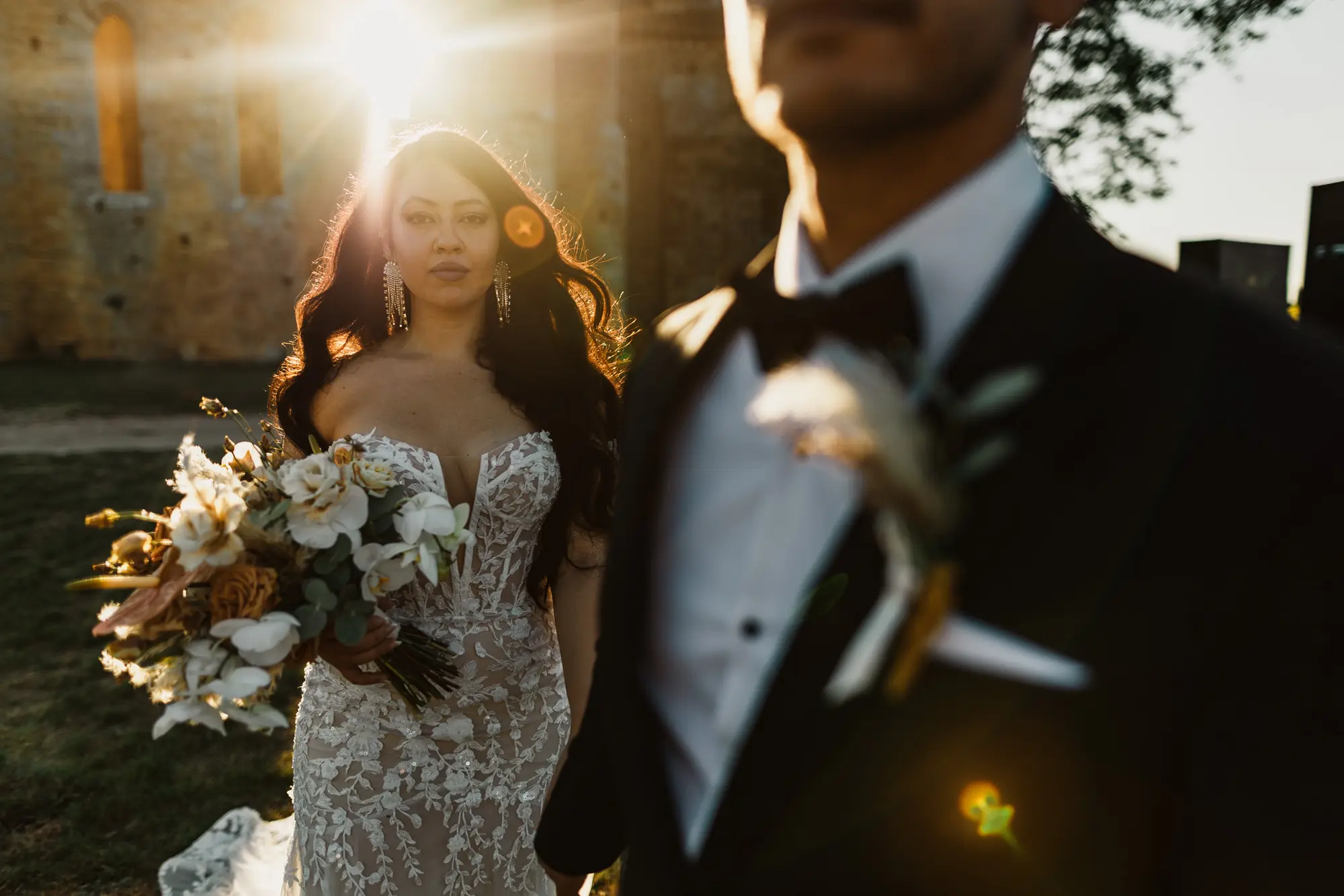 sunset wedding in San Galgano